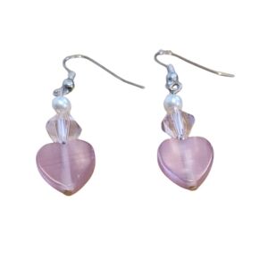 Handcrafted Heart and Pearl Earrings